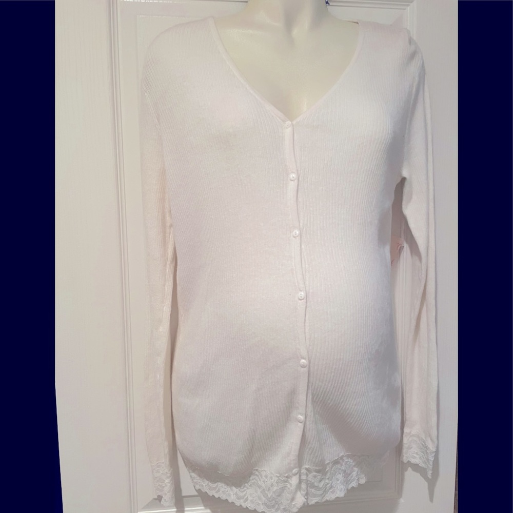 Maternity white with lace detail sweater small
